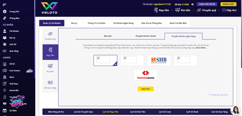 Phương thức thanh toán tại Vnloto triển khai đa dạng nhanh chóng