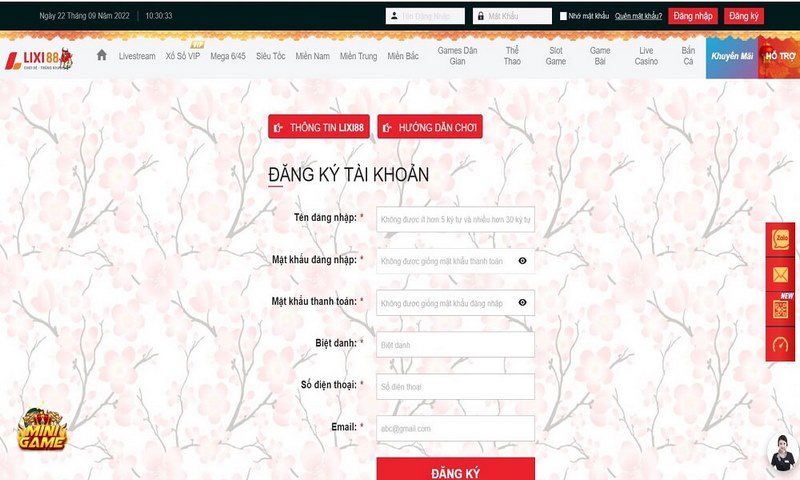 Xác nhận và chọn đăng ký Lixi88 khi dữ liệu chính xác