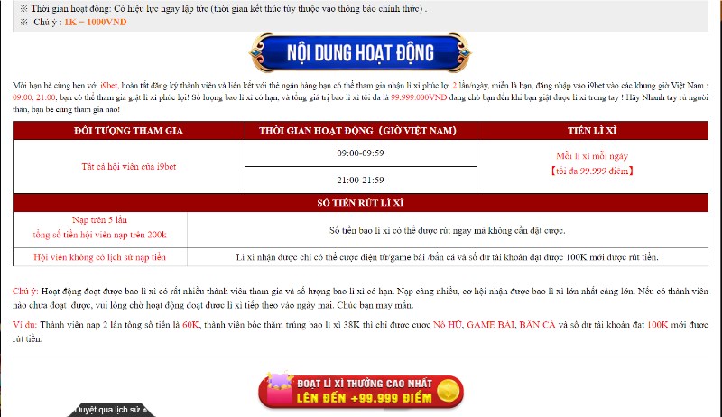 Chương trình chuẩn giờ phát thưởng 2 lần/ngày dành cho tất cả hội viên 